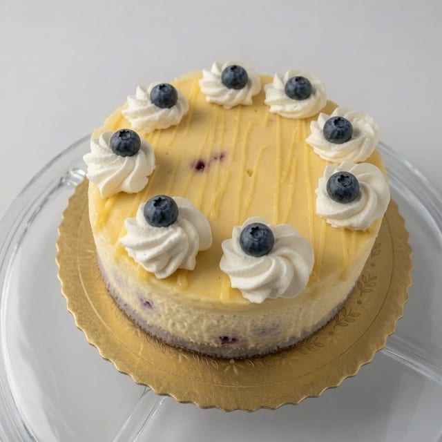 Lemon Blueberry Ricotta Cheesecake.