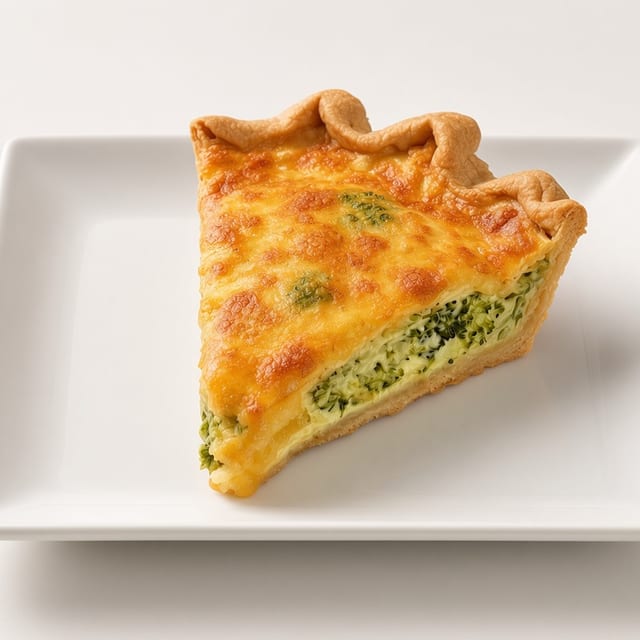 Broccoli and Cheddar Quiche Slice-Vegetarian.