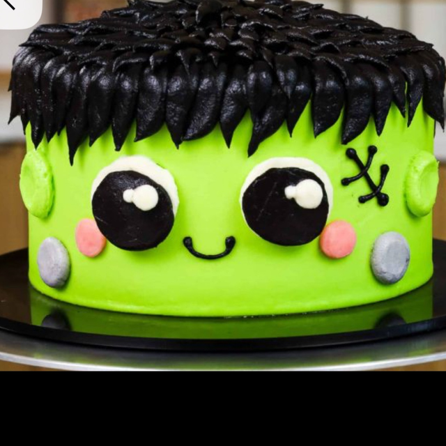 6" HALLOWEEN Frankenstein Cake White Fresh Strawberries and Bavarian.
