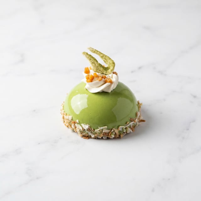 Matcha Mango Coconut Mousse Bomb.